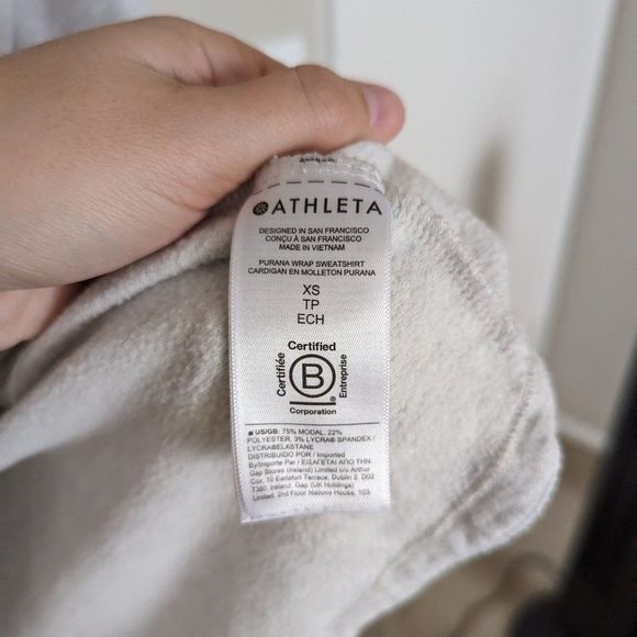 Athleta Light Gray Surplice Front Tunic Length Hooded Sweatshirt Women's Size XS - Picture 5 of 6